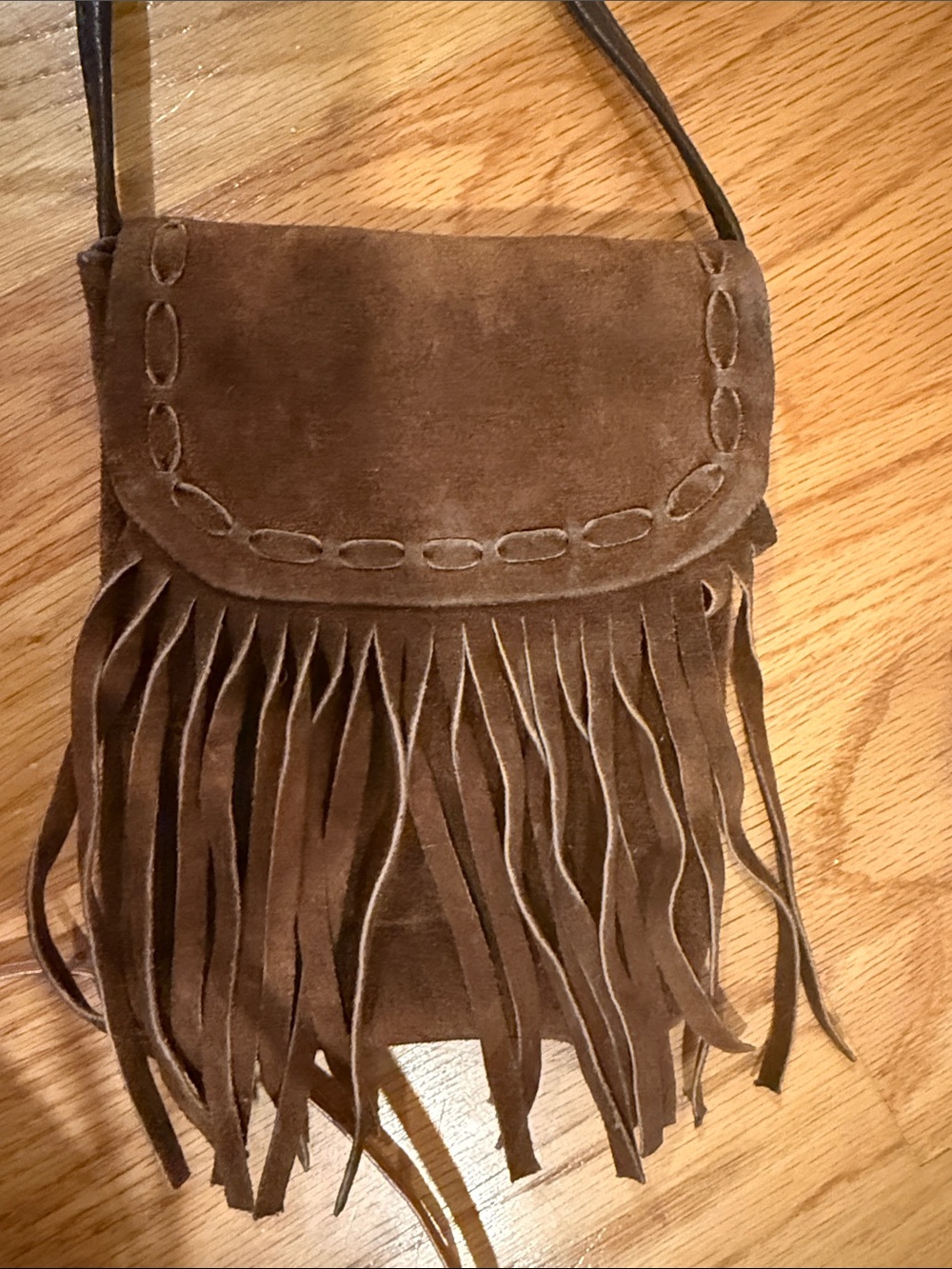 Brown Fringe Leather Crossbody Bag - Women